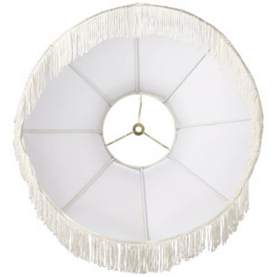 6" Top x 17" Bottom x 11" High x 12" Slant Lamp Shade Replacement Large Cream Dome Floral Scalloped Spider Harp Finial