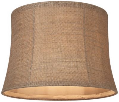 Natural Burlap Medium Drum Lamp Shade 12" Top x 14" Bottom x 10" High (Spider) Replacement with Harp and Finial