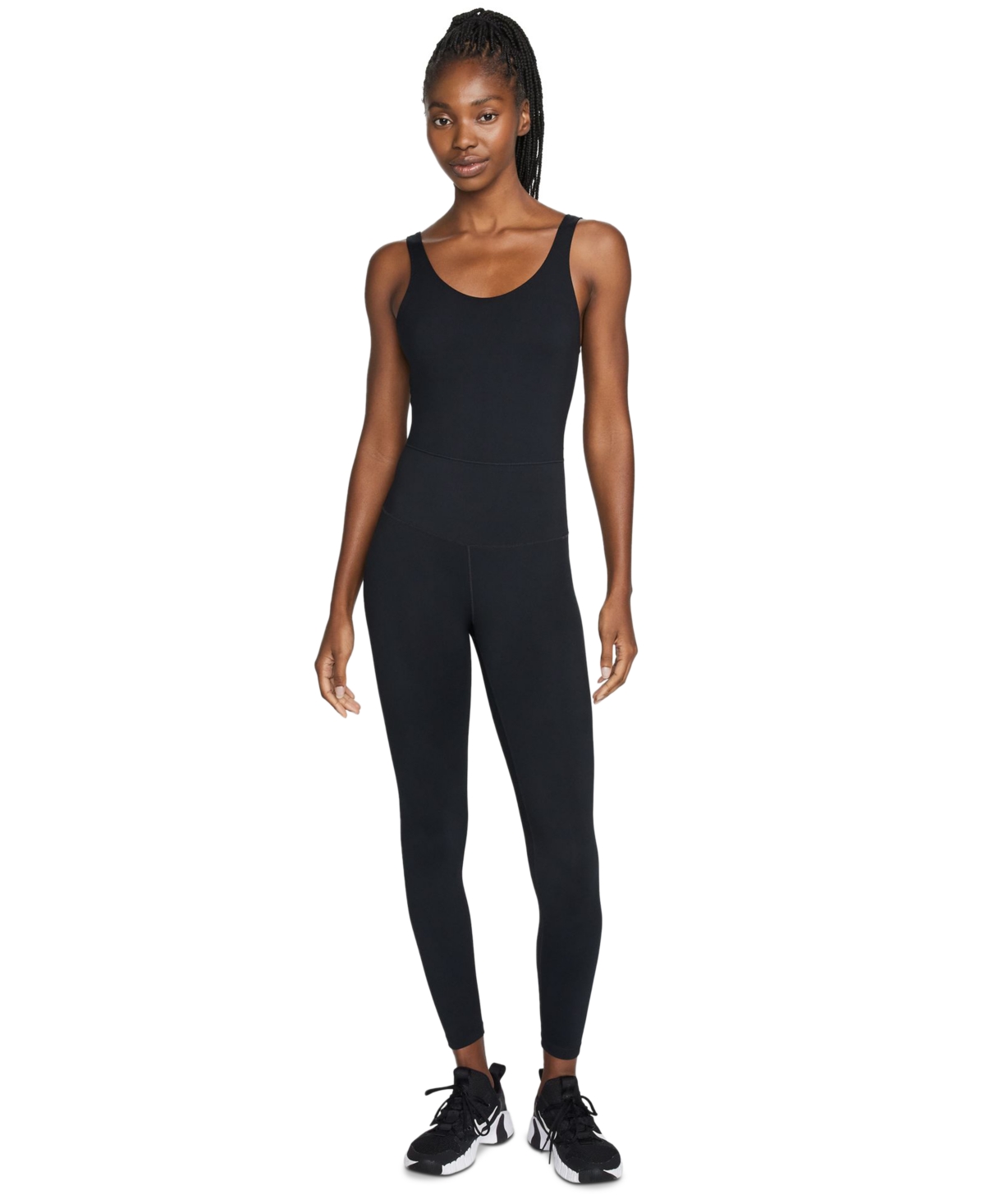 Women's Solid One Dri-fit Scoop-Neck Bodysuit - Black/black/black