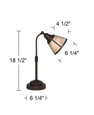Malta Rustic Farmhouse Desk Lamp 18 1/2" High Satin Bronze Metal Adjustable Blond Mica Shade for Bedroom Living Room Bedside Nightstand