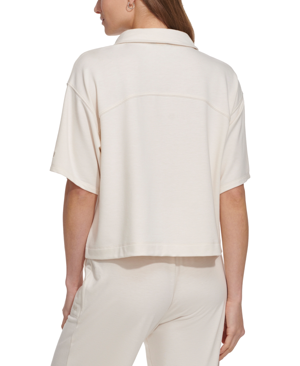 Dkny Sport Women's Solid Johnny Collar Split-Neck Top