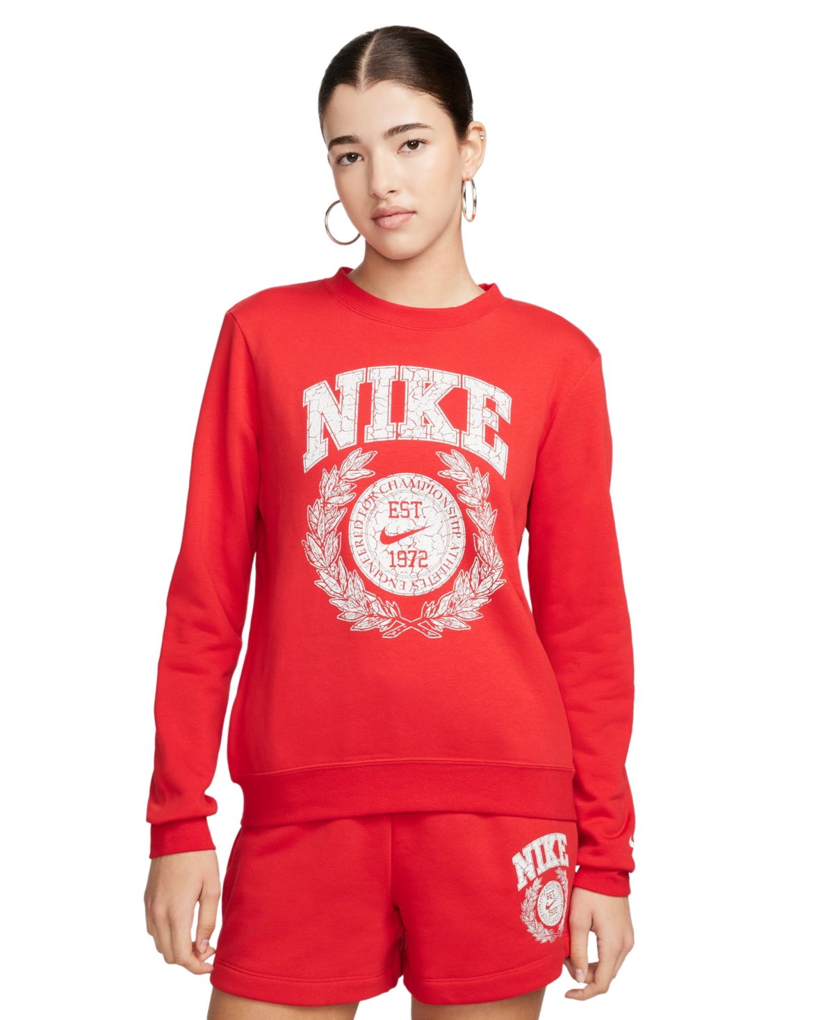 Shop Nike Women's Sportswear Club Crewneck Fleece Sweatshirt In University Red