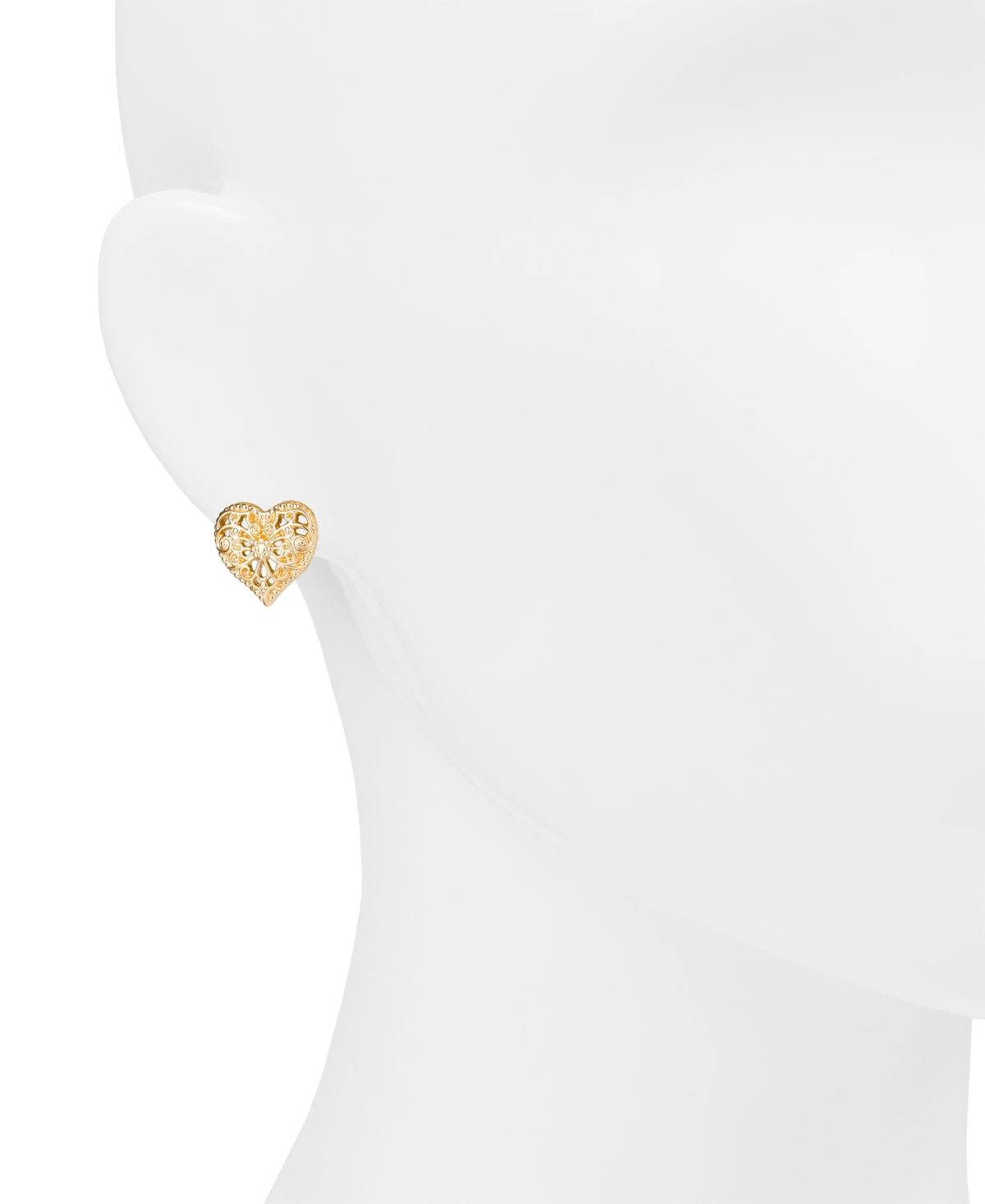 Shop Patricia Nash Gold-tone Filigree Heart Stud Earrings In Egyptian Gold