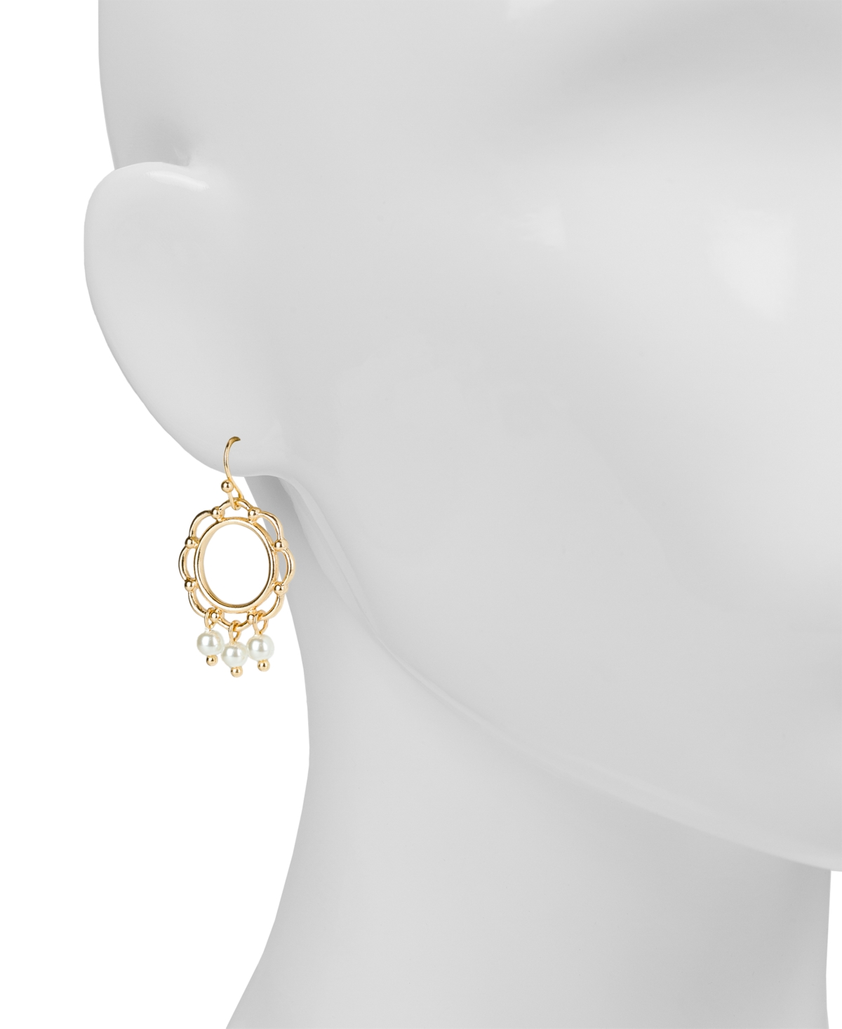 Shop Patricia Nash Gold-tone Imitation Pearl Open Ring Drop Earrings In Egyptian Gold,white