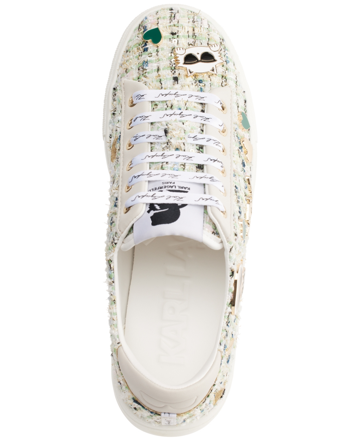 Shop Karl Lagerfeld Cate Pins Lace Up Sneakers In Natural Silver