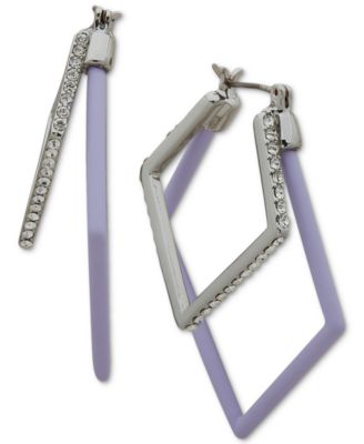 KARL LAGERFELD PARIS - Pav&eacute; & Color Geometric Nested Hoop Earrings