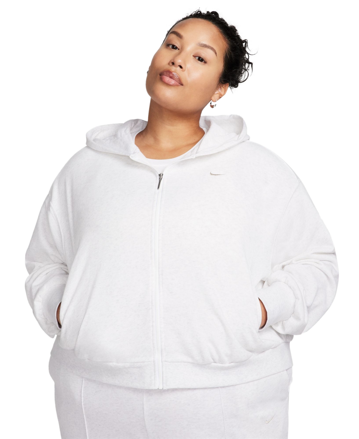 Shop Nike Plus Size Chill Terry Full-zip French Terry Hoodie In Birch Heather,lt Orewood Brn
