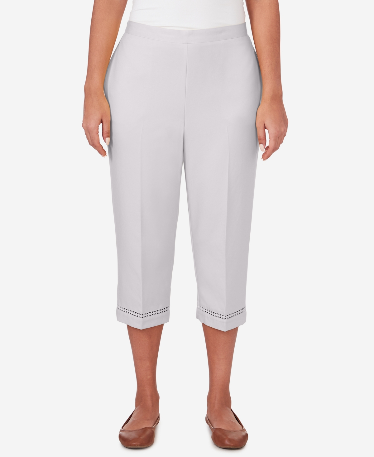 Alfred Dunner Women's Charleston Lace Inset Twill Capri Pants