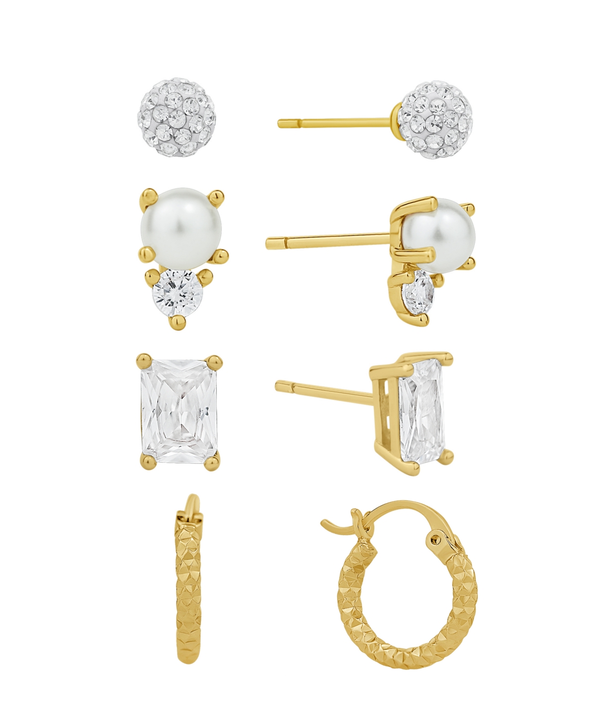 Shop And Now This Cubic Zirconia And Imitation Pearl Earring Set In Gold