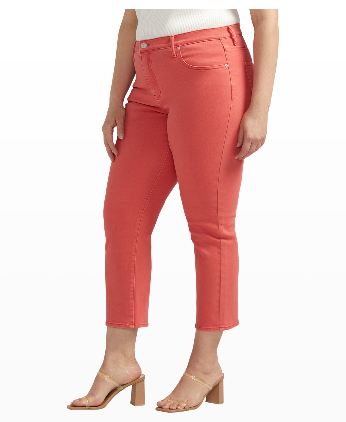 Jag Plus Size Cassie Mid Rise Cropped Pants In Salsa