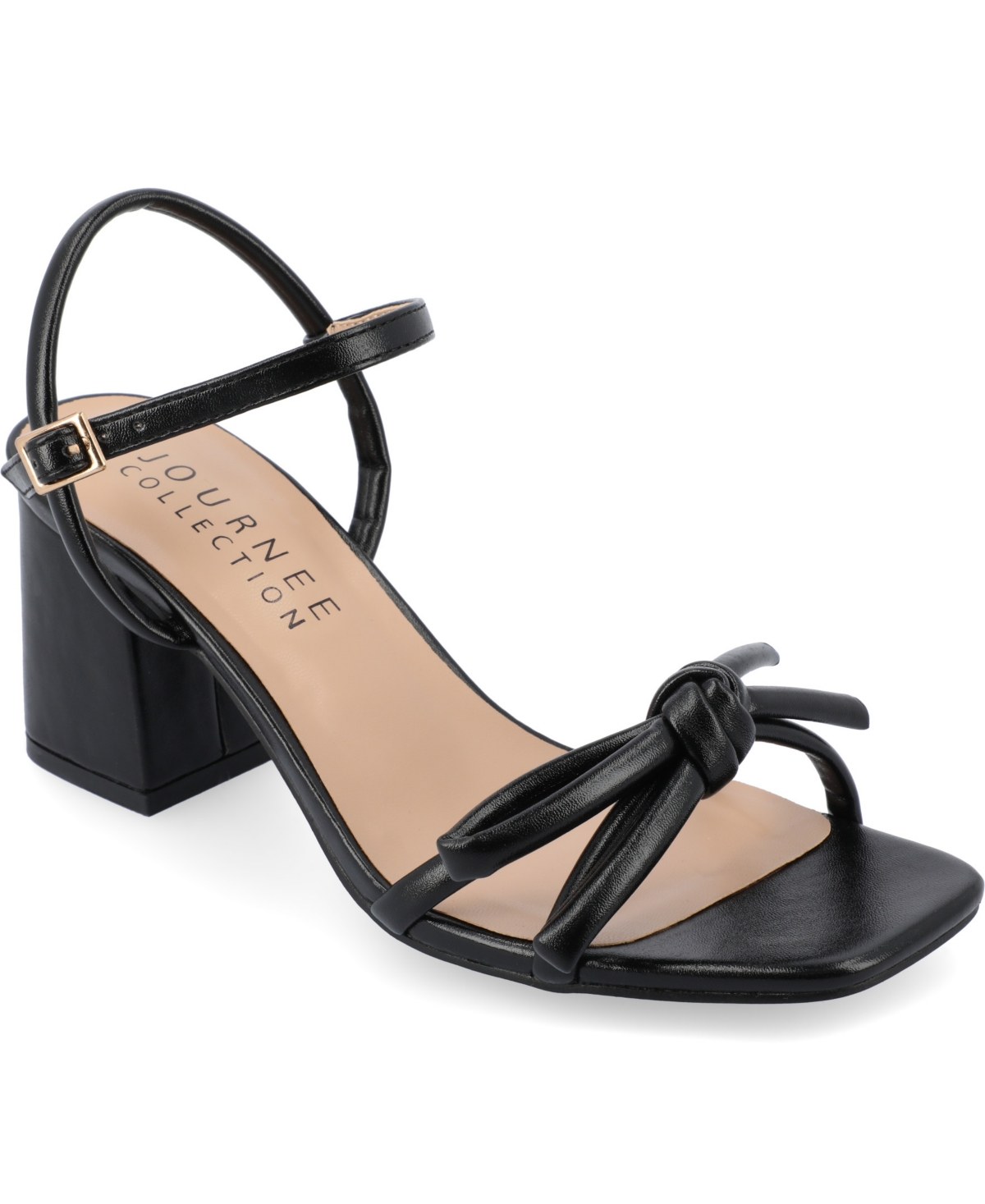 JOURNEE COLLECTION WOMEN'S MERYL BOW BLOCK HEEL DRESS SANDALS 