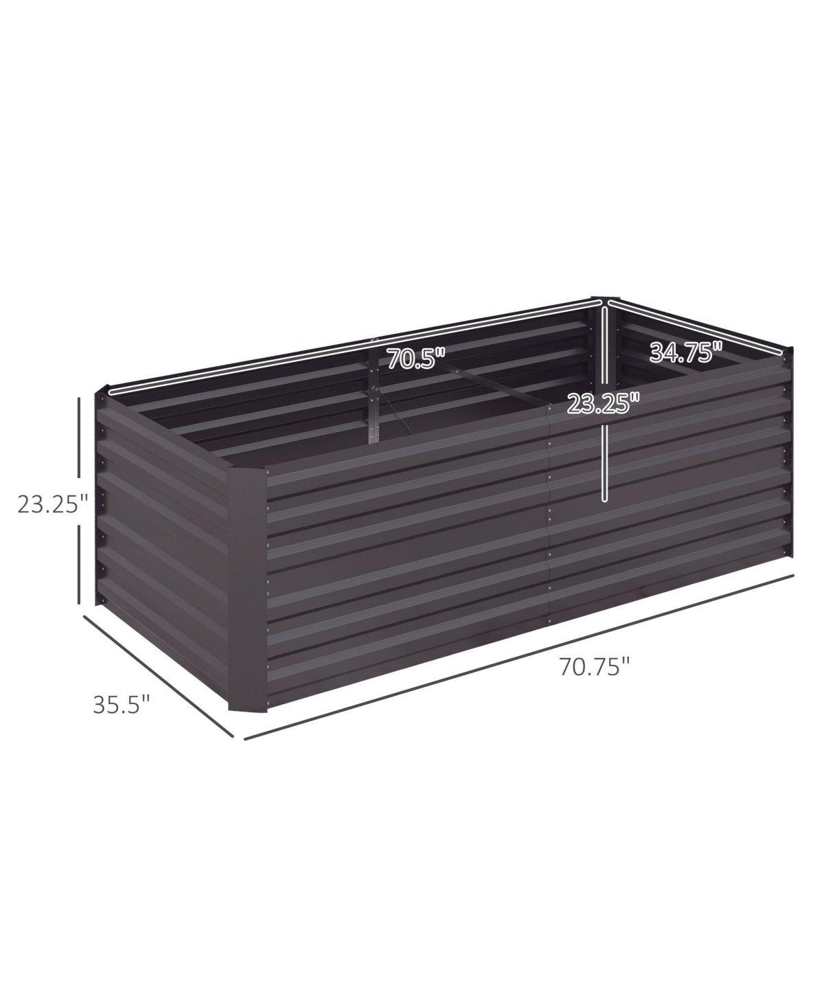 Outsunny Raised Garden Bed Metal Planter Box with Reinforced Rods, Gray