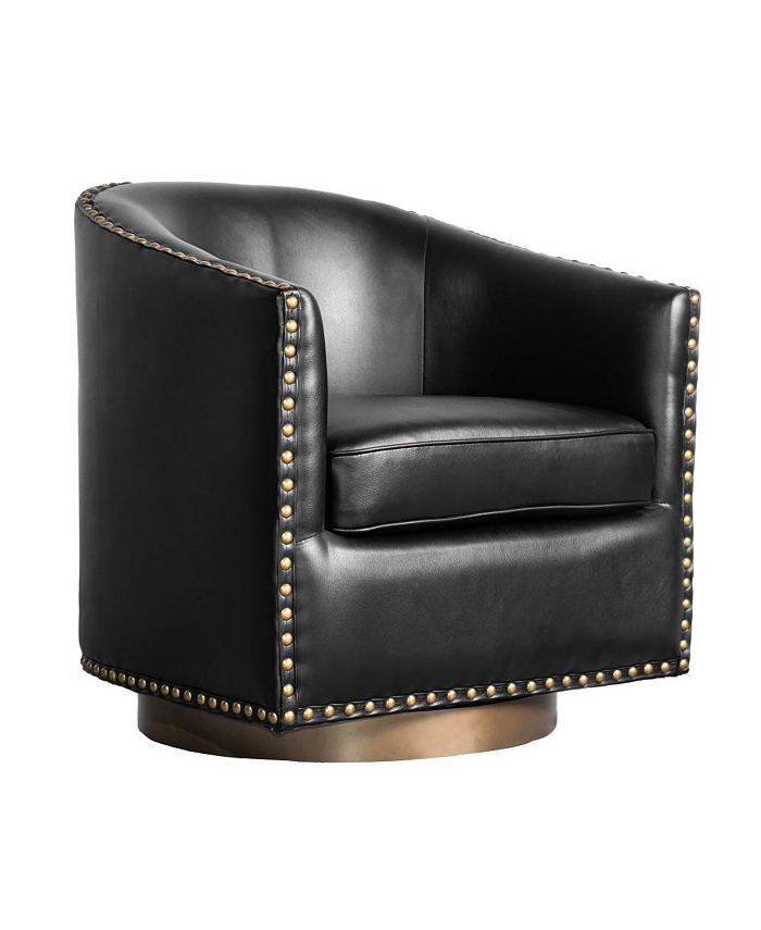 MERRICK LANE Ada Upholstered Club Style Barrel Chair With Nail Trim