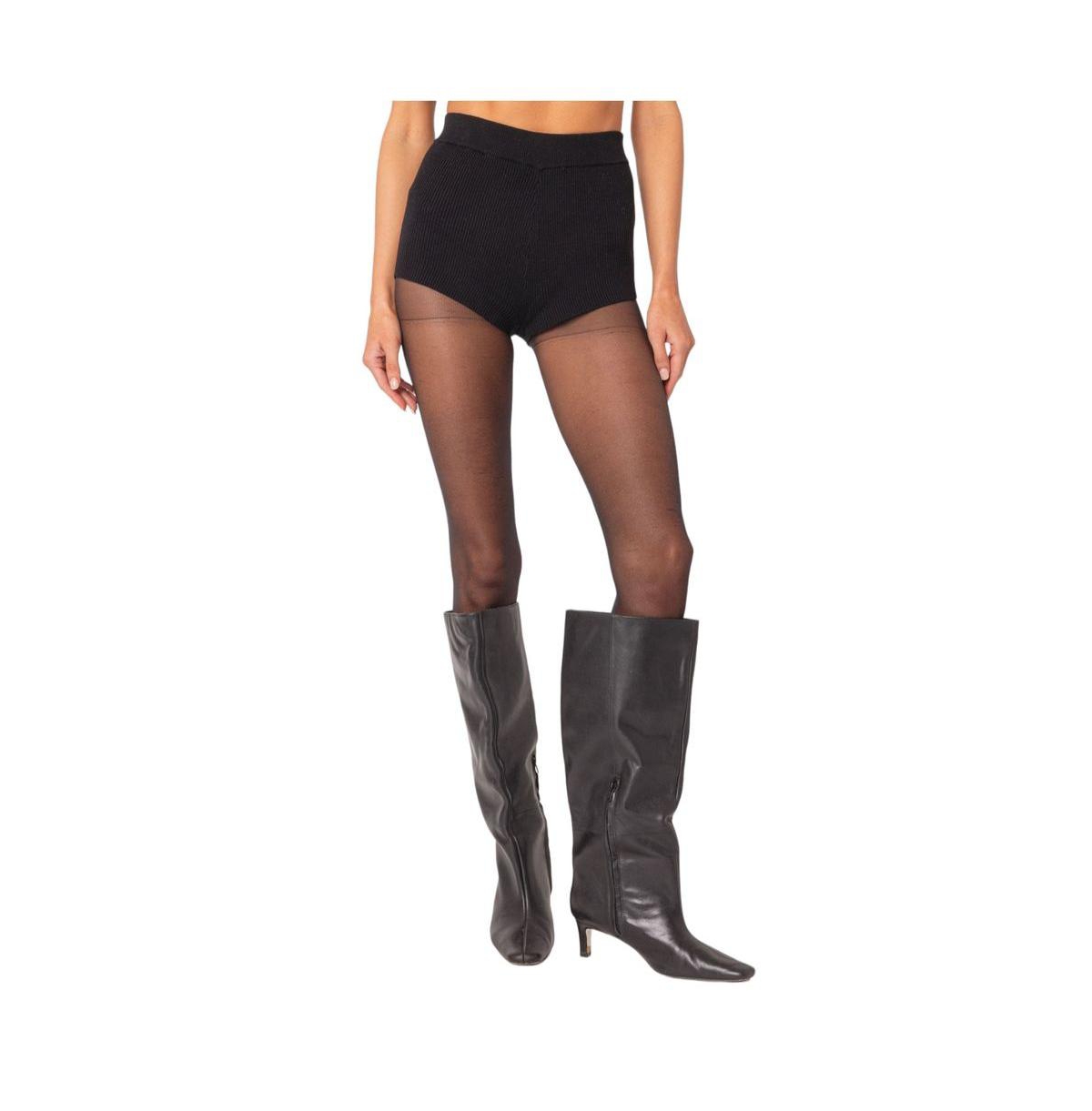 Shop Edikted Women's Marcus Knit Micro Shorts In Black