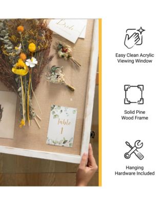 Wood Shadow Box Display Case - Solid Wood With Acrylic Window - Security Latch - For Mementos And Keepsakes