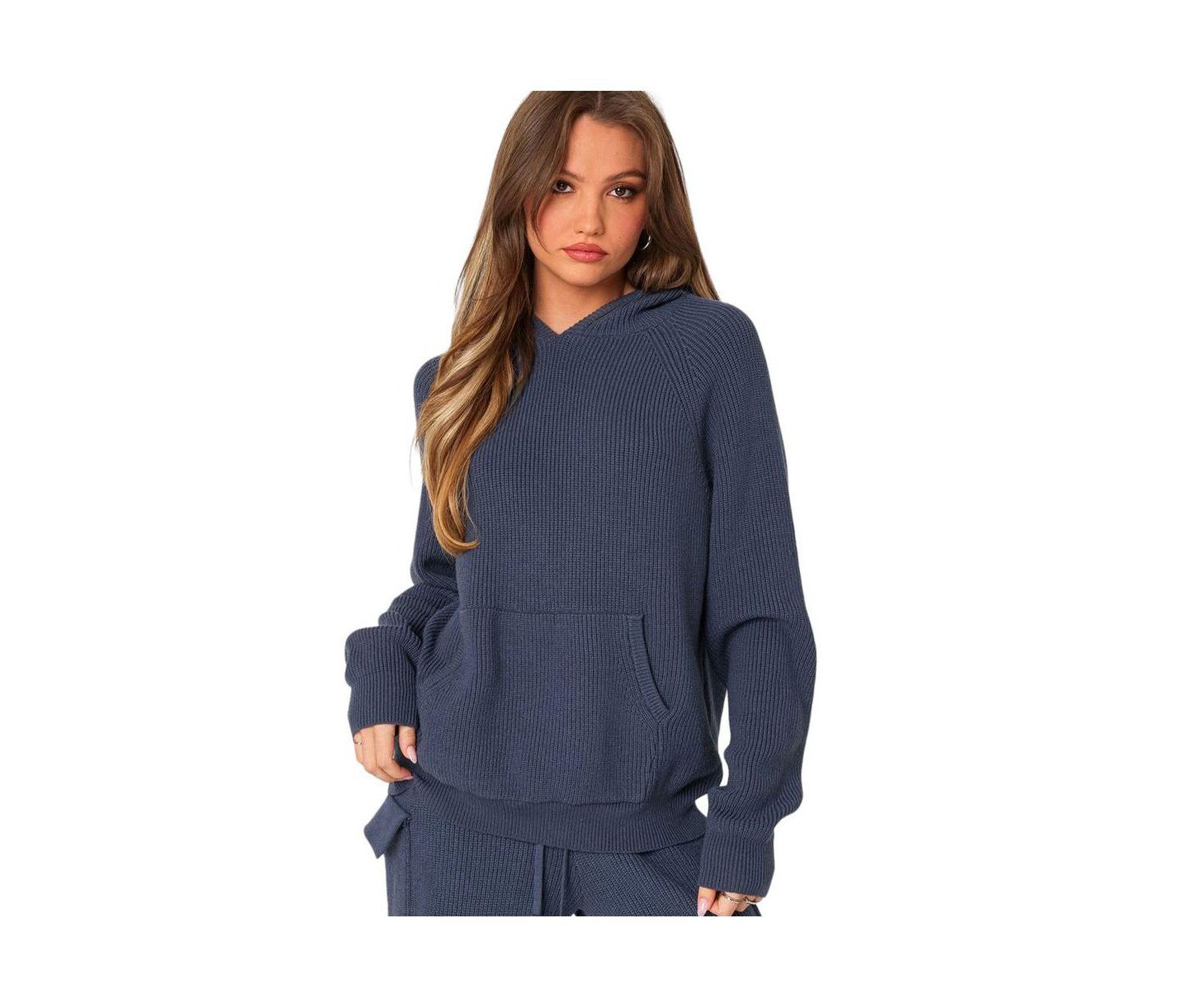 Женское худи Edikted Wynter Oversized Knit, цвет: Синий — фото 1
