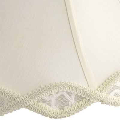 Cream Scalloped Gallery Medium Bell Lamp Shade 7" Top x 14" Bottom x 12.5" High (Spider) Replacement with Harp and Finial