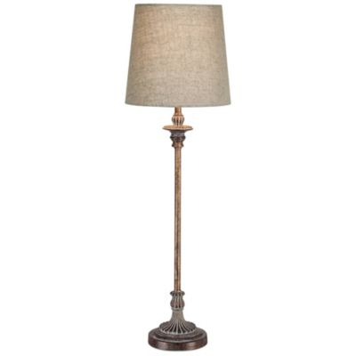 Bentley Traditional Buffet Table Lamp 31 1/2" Tall Weathered Brown Linen Fabric Drum Shade for Bedroom Living Room Bedside Nightstand