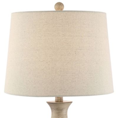 Serena Country Cottage Table Lamps 27 1/2" Tall Set of 2 Beige Gray Oatmeal Fabric Drum Shade for Bedroom Living Room Bedside Nightstand