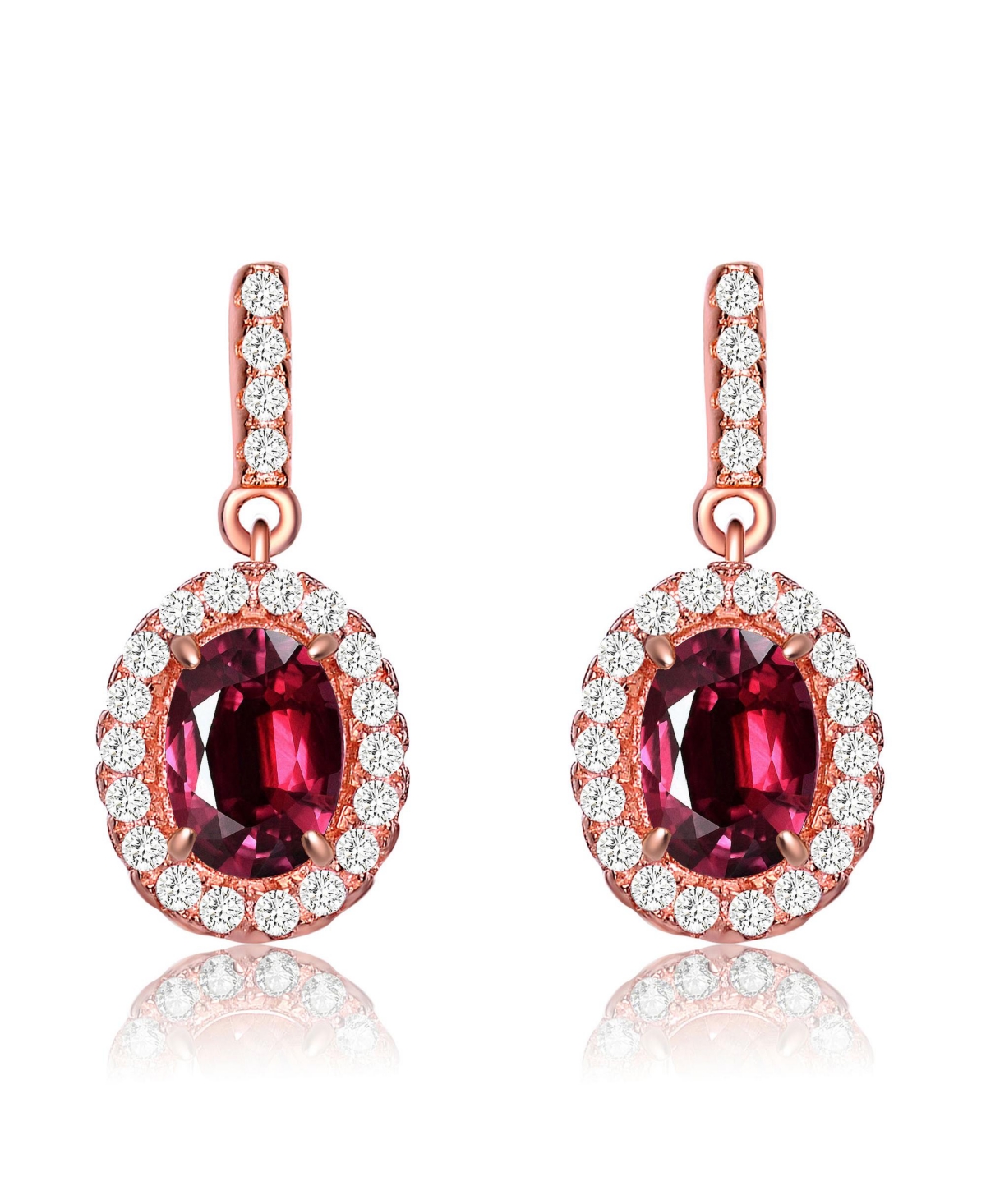 18k Rose Gold Plated Cubic Zirconia Dangle Earrings