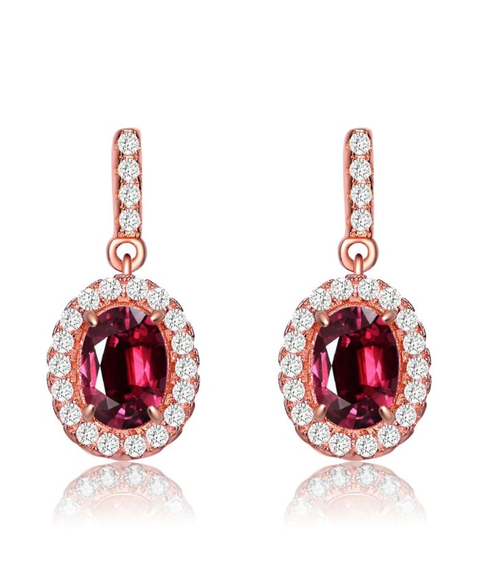 Rachel Glauber Dainty 18K Rose Gold Plated Radiant CZ Mini Drop Earrings
