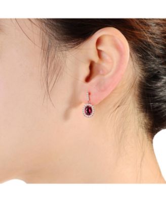 Women's 18K Rose Gold Plated Colored CZ Dangle Earrings