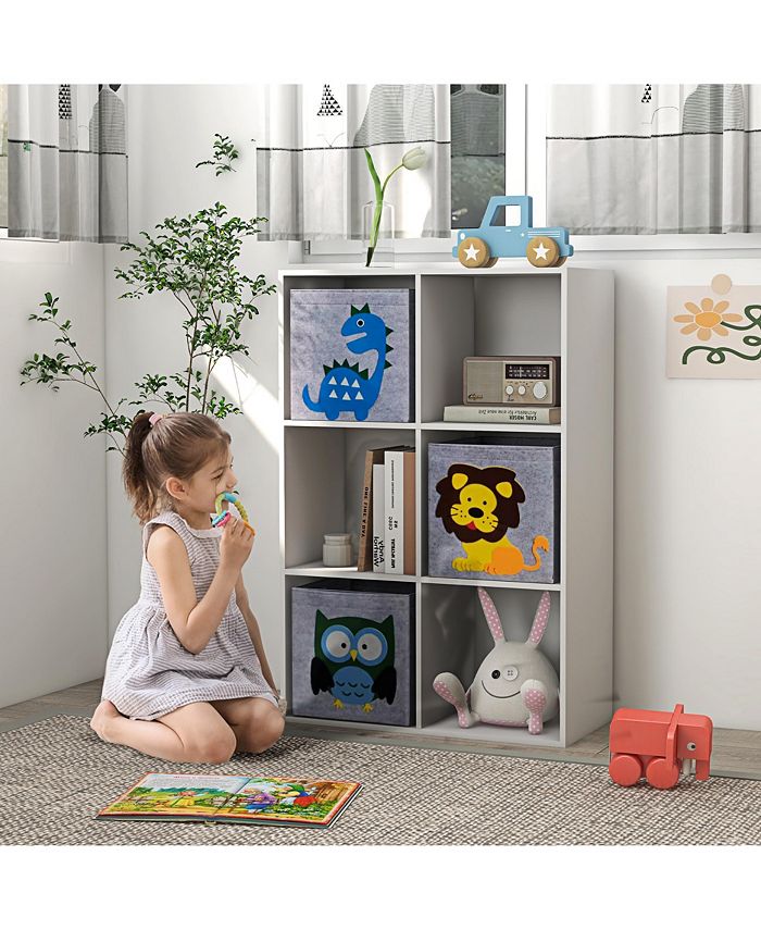 Qaba Children's Toy Storage with 3 Storage Bins & Cute Animal Design, White Macy's