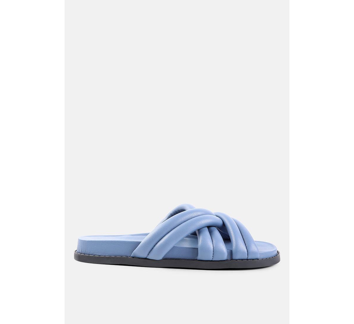 Shop London Rag Women's Tora Quilted Strap Slider Flats In Blue