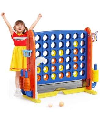 Giant 4-in-A Row Game Set for Kids and Adults with Basketball Hoop and Carrying Bag