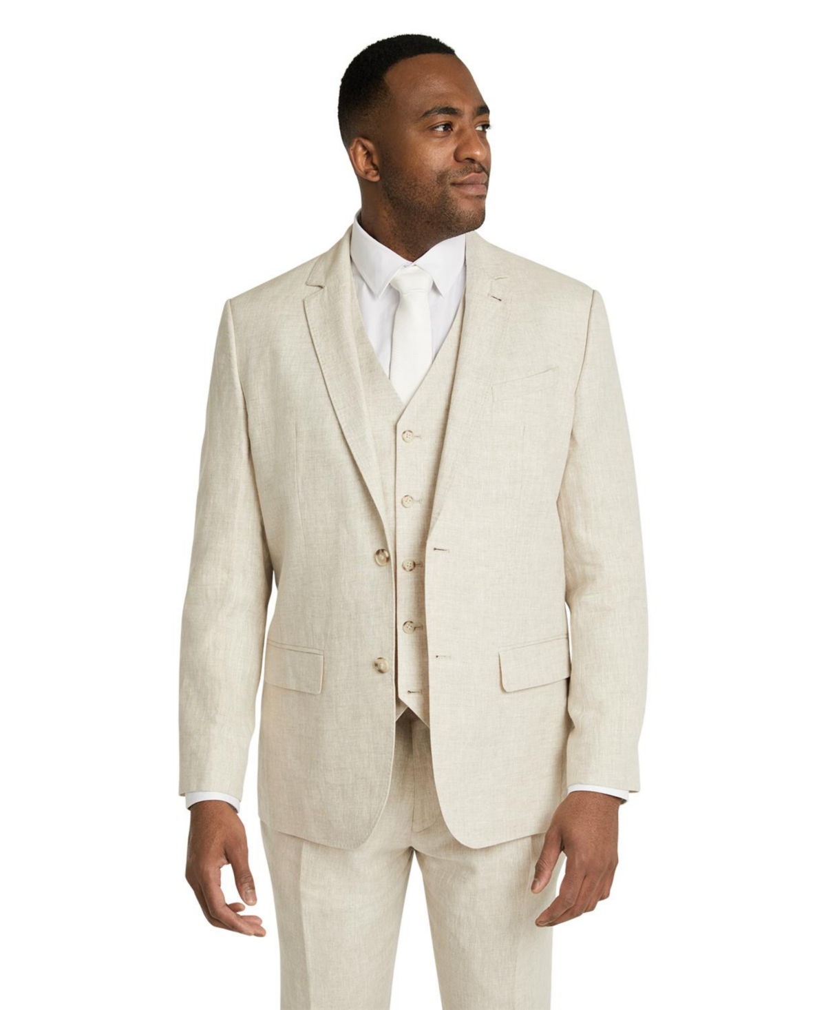 Johnny Big Men's Hems worth Linen Suit Jacket Big & Tall - Natural