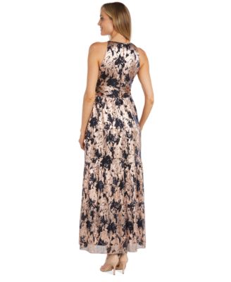 Women's Foil Printed Tiered Halter Dress 