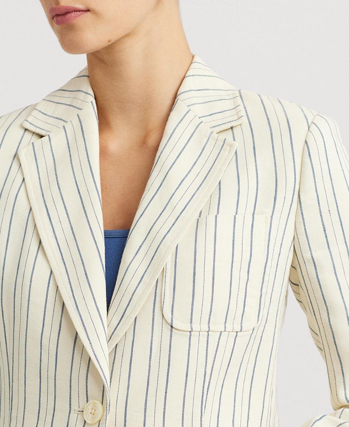 Lauren Ralph Lauren Women's Striped Cotton-Blend Blazer - Macy's