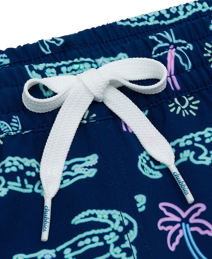 Chubbies Mens Small Trunks Swim Shorts 7 Inseam Neon Lights Flamingo Palm Tree