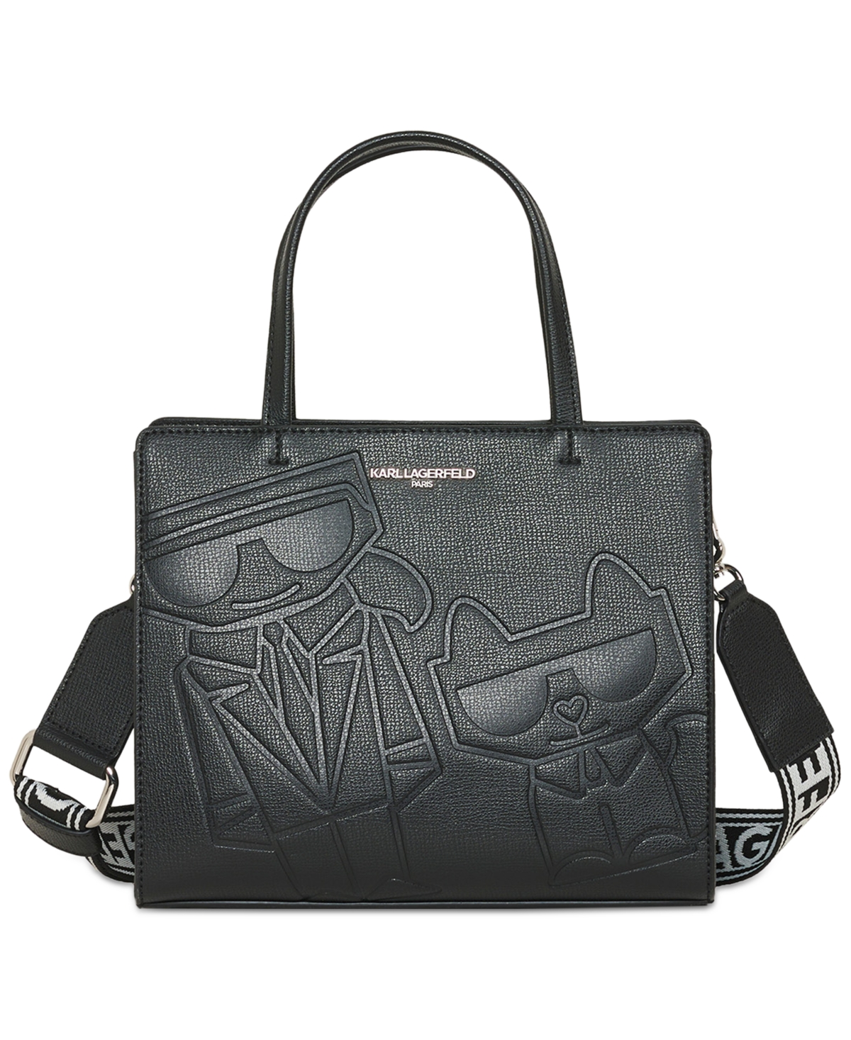 Shop Karl Lagerfeld Maybelle Karl And Choupette Small Satchel In Black Print