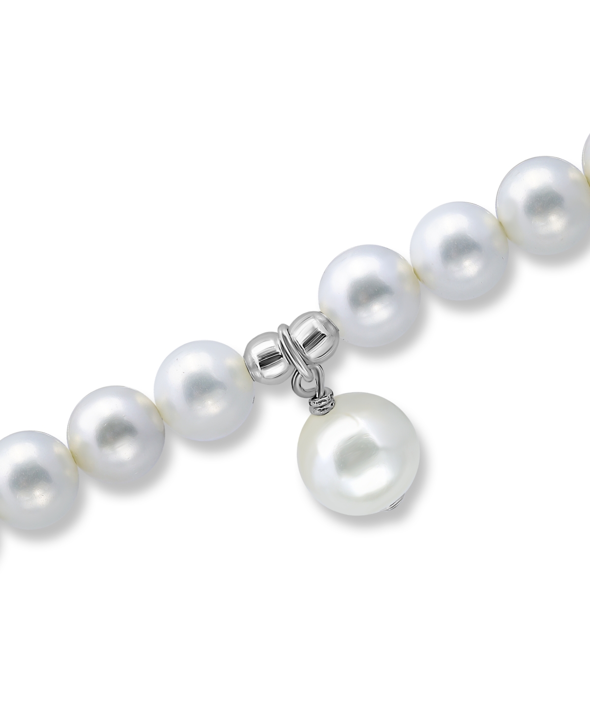 Macy's White Shell Pearl Charm Drop with White Shell Pearl Stretch Bracelet