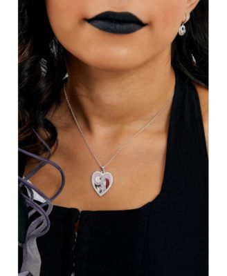 The Nightmare Before Christmas Womens Jack and Sally Heart Pendant Necklace