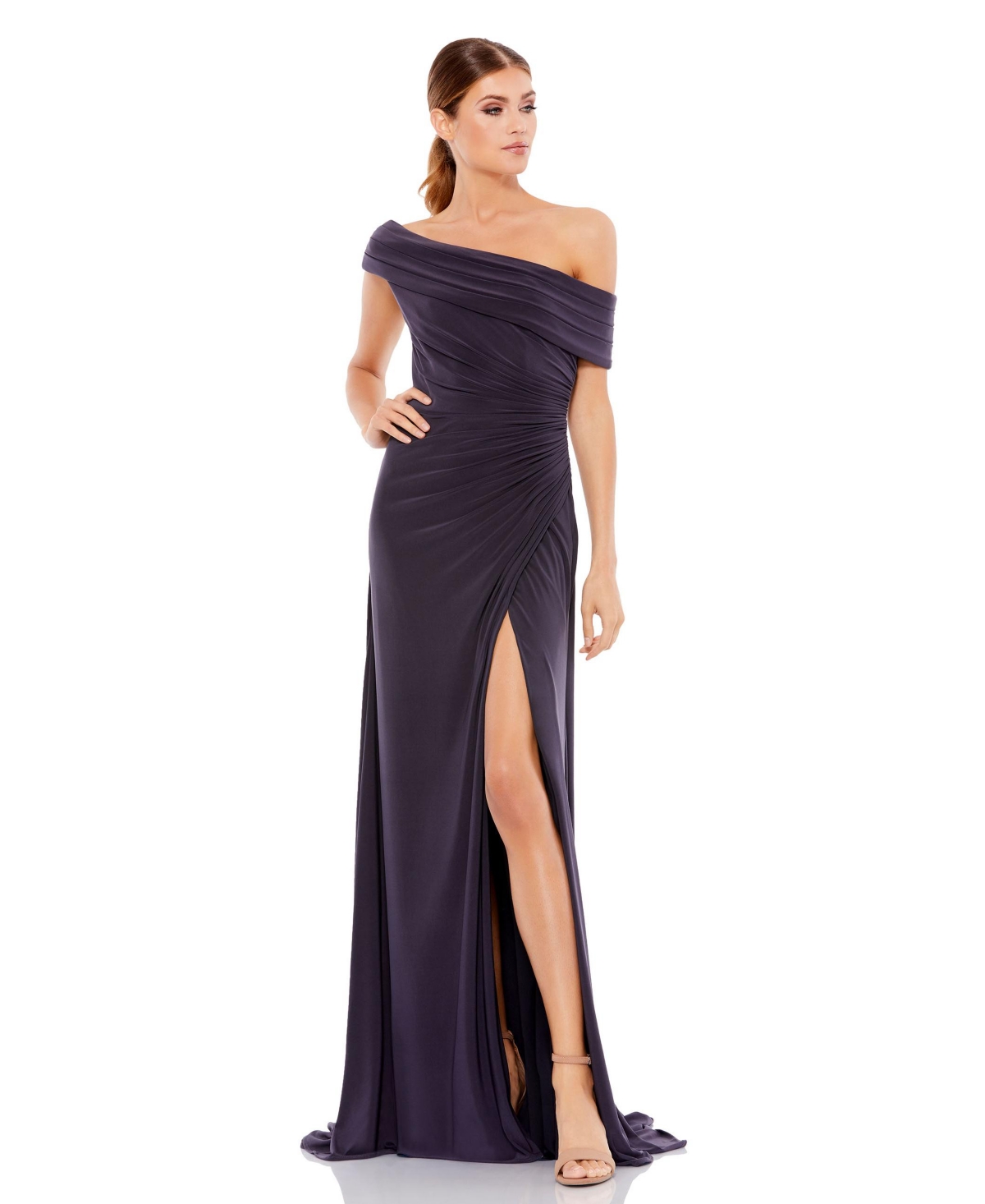 Mac Duggal Women's Foldover One-Shoulder Slit Gown