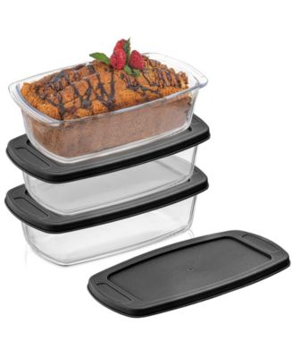 JoyJolt Glass Set of 3 Loaf Pans with Lids - Macy's