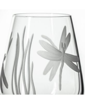 Dragonfly Stemless Wine Tumbler 18oz - Set of 4 Glasses