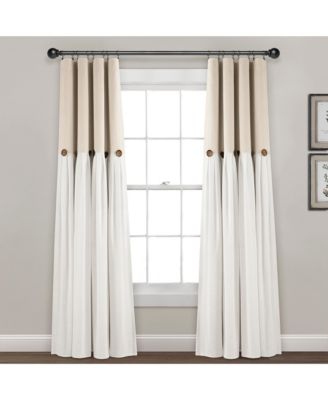Linen Button 100% Lined Blackout Window Curtain Panel