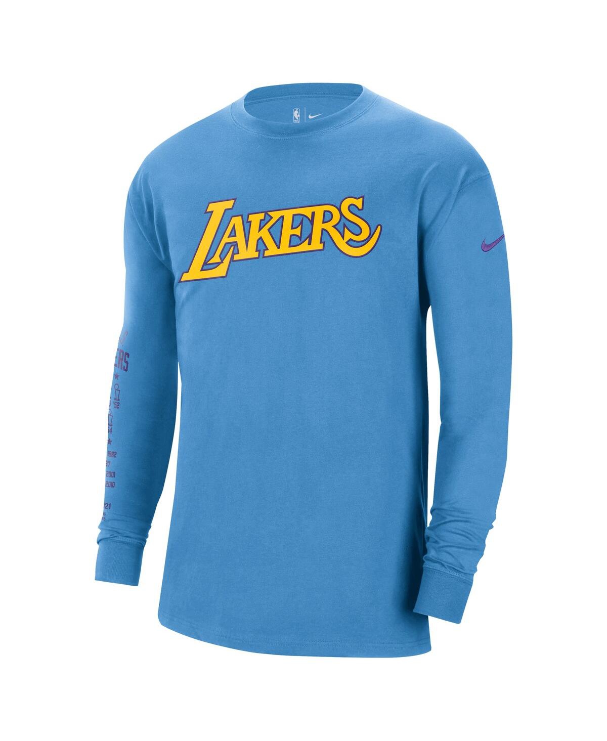 Men's NikeLos Angeles Lakers 2021/22 City Edition Courtside Heavyweight Moments Long Sleeve T-shirt - Powder Blue