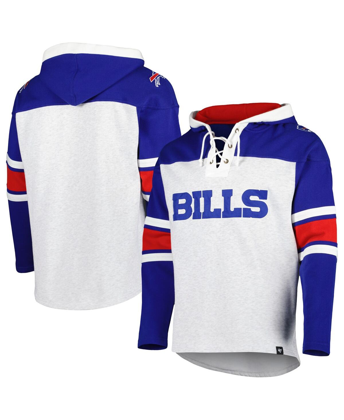 Shop 47 Brand Men's ' Buffalo Bills Heather Gray Gridiron Lace-up Pullover Hoodie