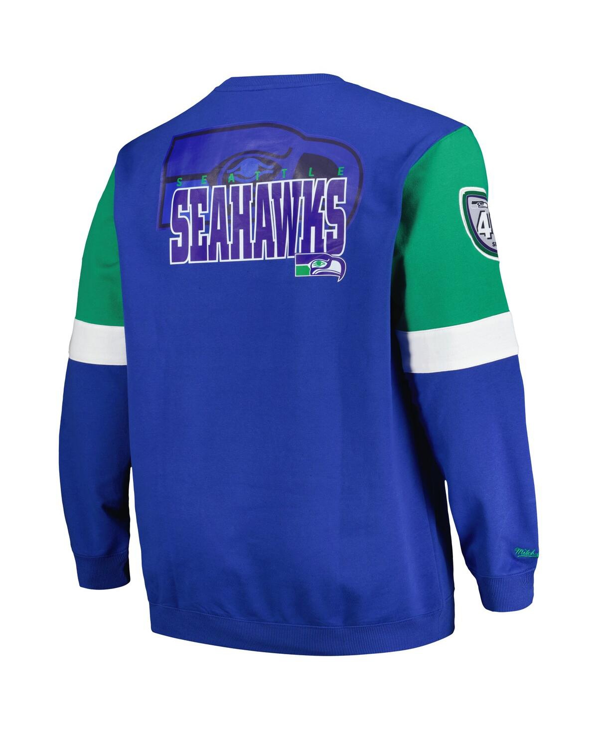 Men's Mitchell & NessSeattle Seahawks Big and Tall Fleece Pullover Sweatshirt - Royal