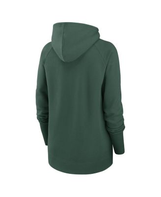Women's Green Green Bay Packers Asymmetrical Raglan Full-Zip Hoodie