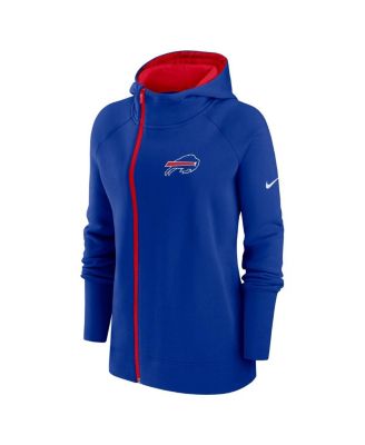 Women's Royal Buffalo Bills Asymmetrical Raglan Full-Zip Hoodie