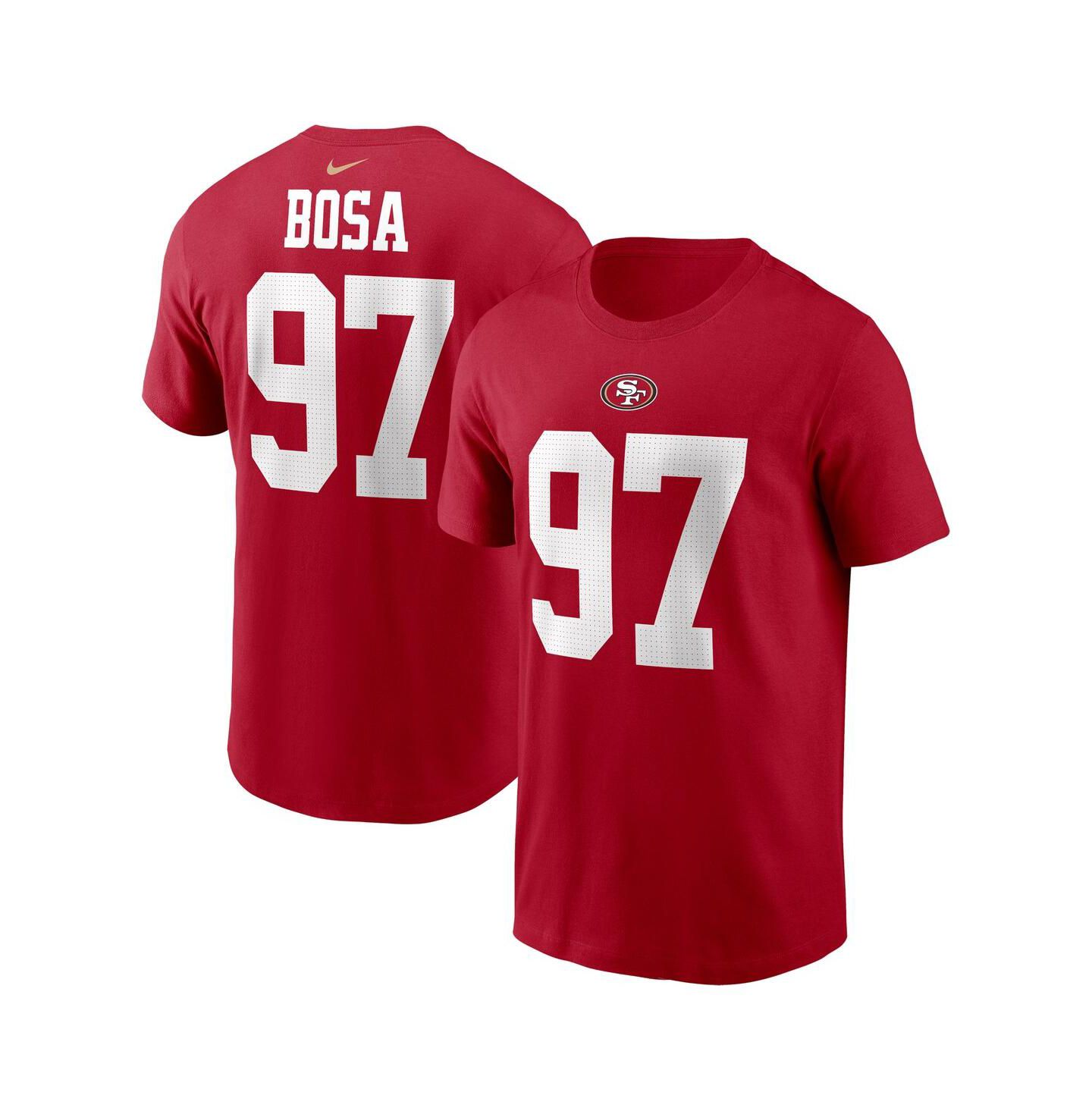 Мужская футболка Nike Nick Bosa Scarlet San Francisco 49ers Player Name and Number — фото 1