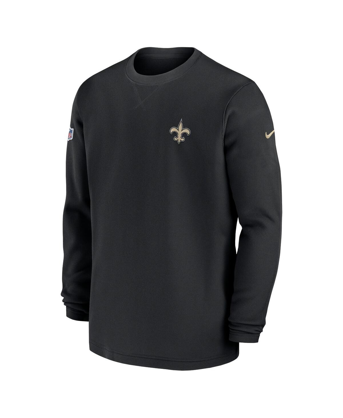 Men's NikeNew Orleans Saints 2023 Sideline Throwback Heavy Brushed Waffle Long Sleeve T-shirt - Black