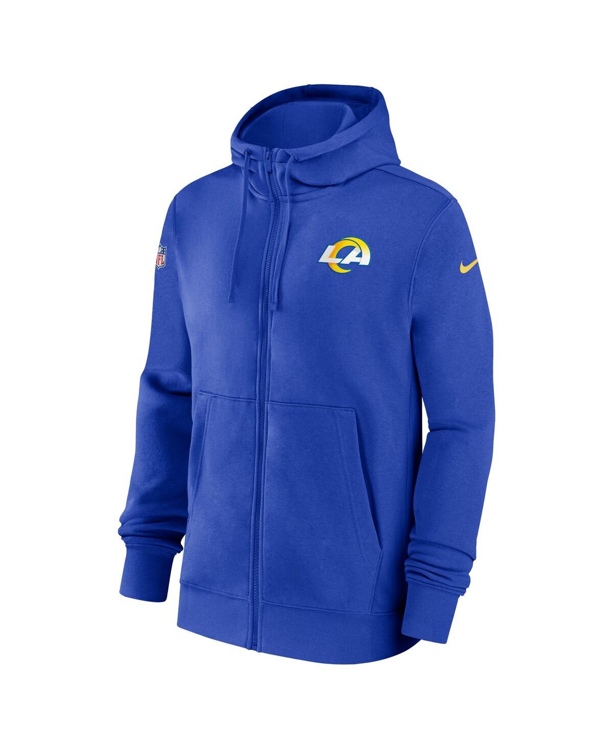 Men's NikeLos Angeles Rams Sideline Club Performance Full-Zip Hoodie - Royal