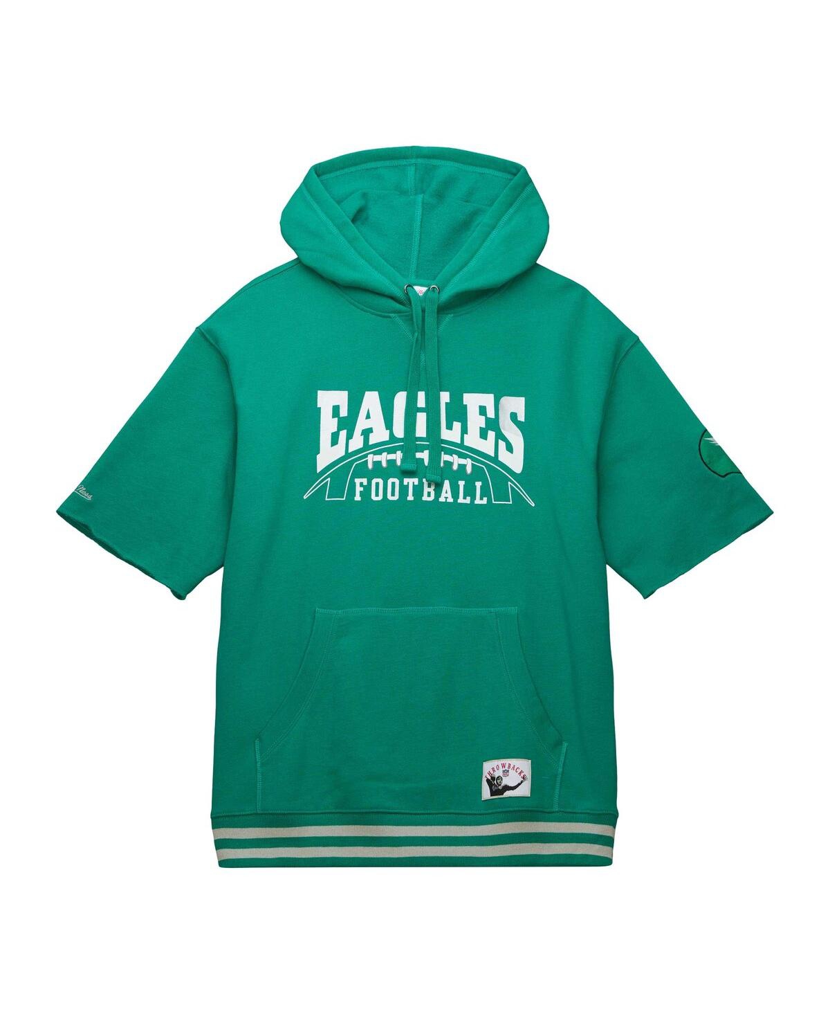 Men's Mitchell & NessPhiladelphia Eagles Pre-Game Short Sleeve Pullover Hoodie - Kelly Green