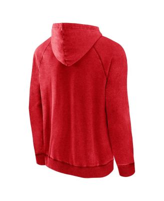 Men's Heather Red Distressed Houston Rockets Foul Trouble Snow Wash Raglan Pullover Hoodie